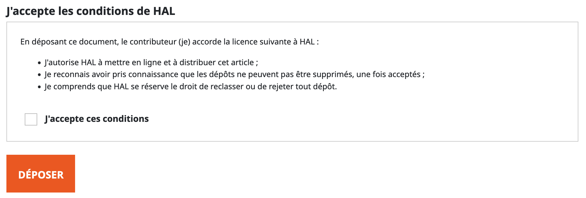 Conditions de HAL