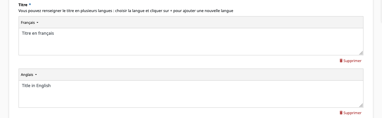 Ajout d'un titre en français et en anglais