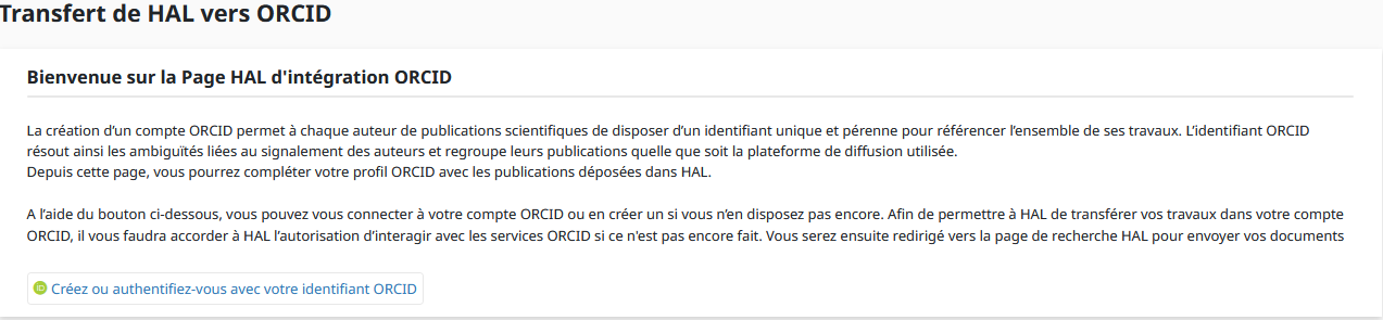 Espace transfert ORCID