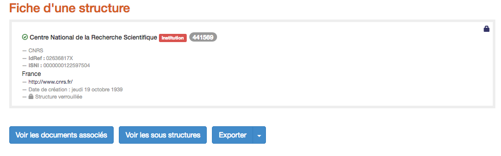 Fiche structure CNRS