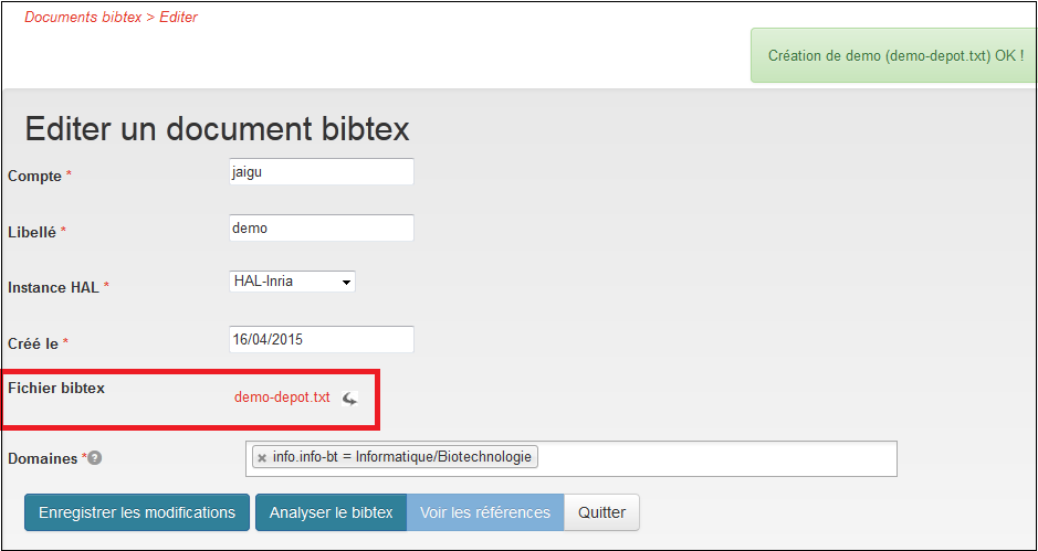 Éditer un document BibTeX