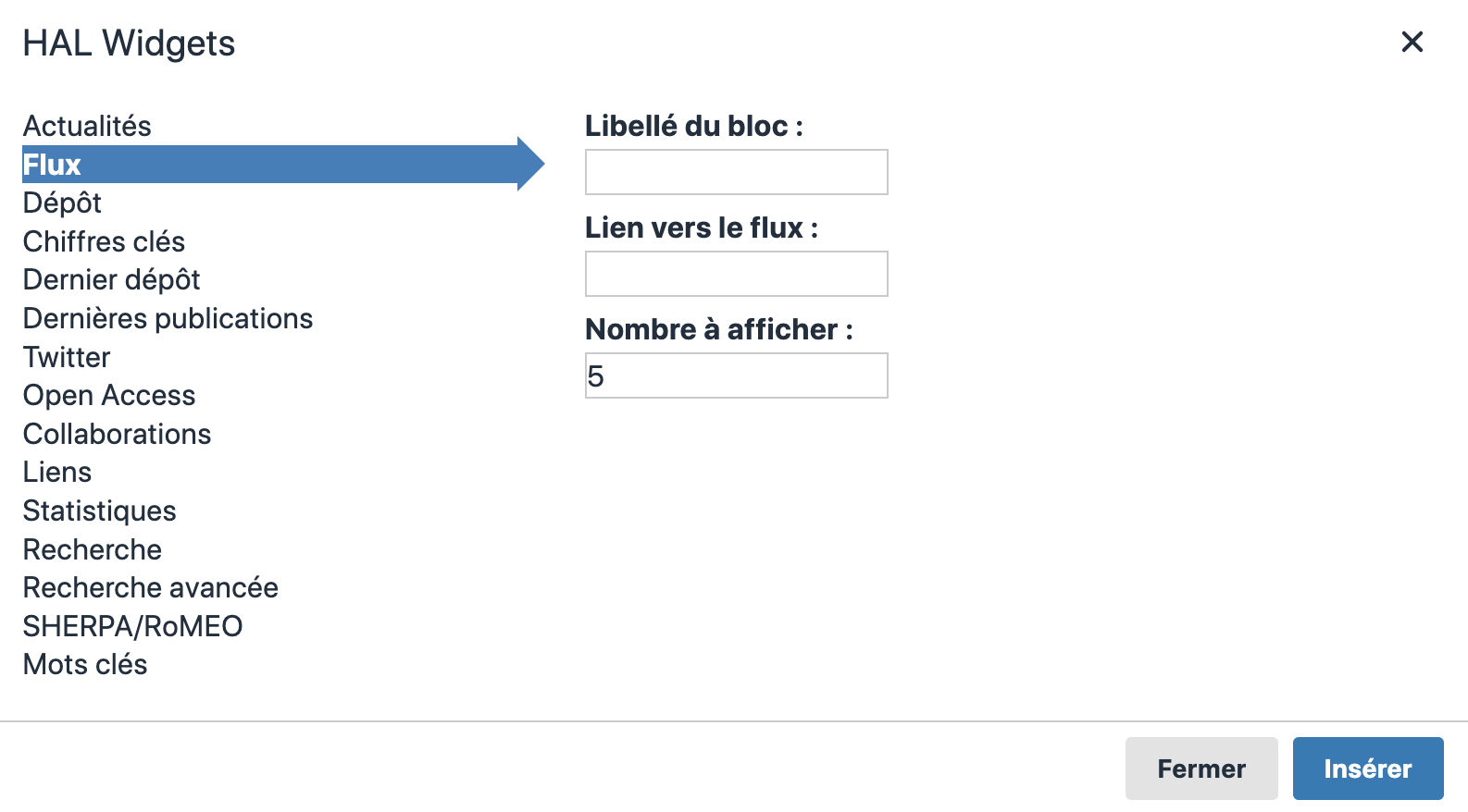 Widget Flux RSS/Atom : éditeur