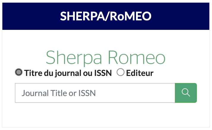 Widget SHERPA/RoMEO : exemple