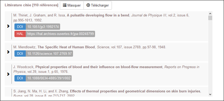 interface de visualisation de la littérature citée