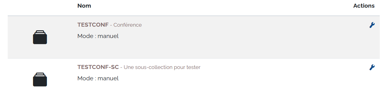 Liste des collections