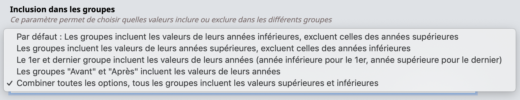 Personnalisation des sites : Administrer dans HAL/Site Web/Menu : Consultation par période : Inclusion dans les groupes