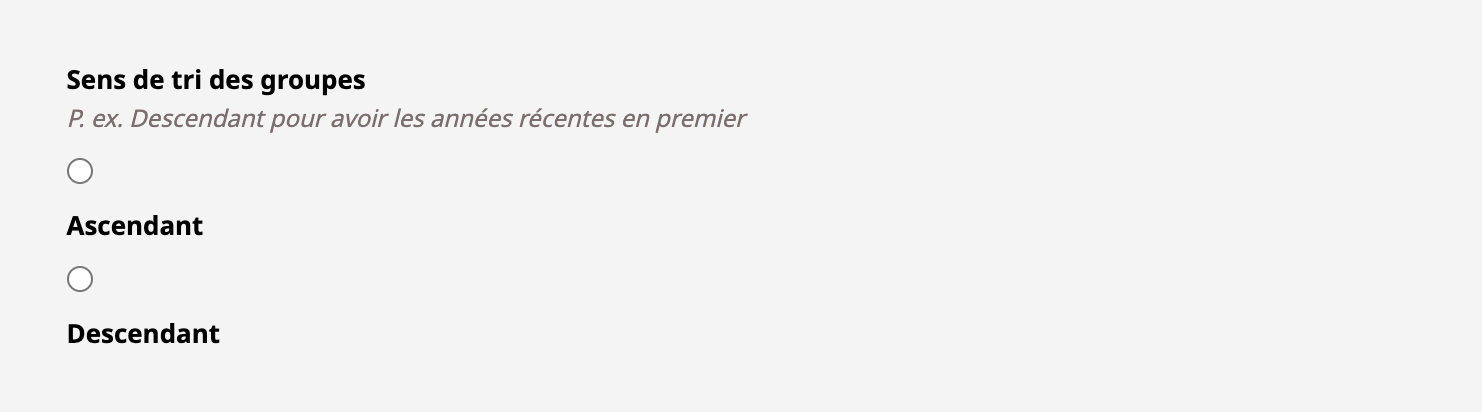 Personnalisation des sites : Administrer dans HAL/Site Web/Menu : Consultation par période : Sens de tri