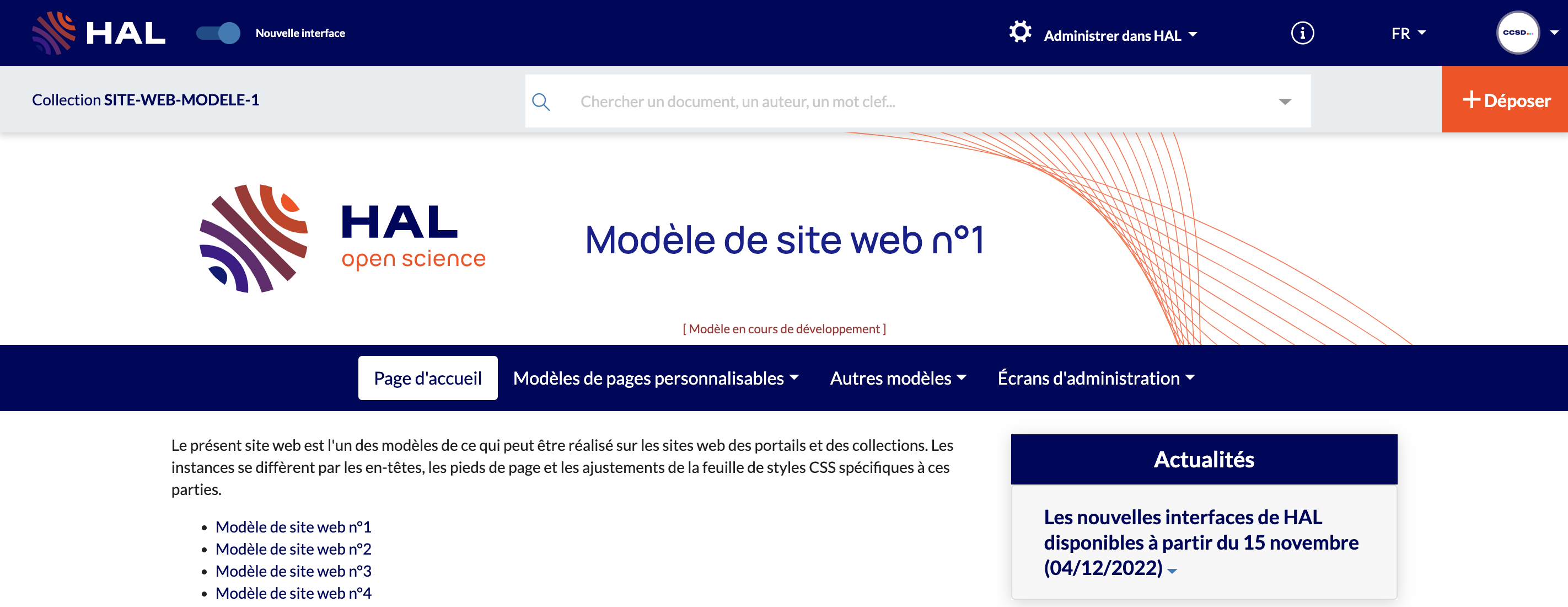 Modèle de site web n°1 : page d'accueil