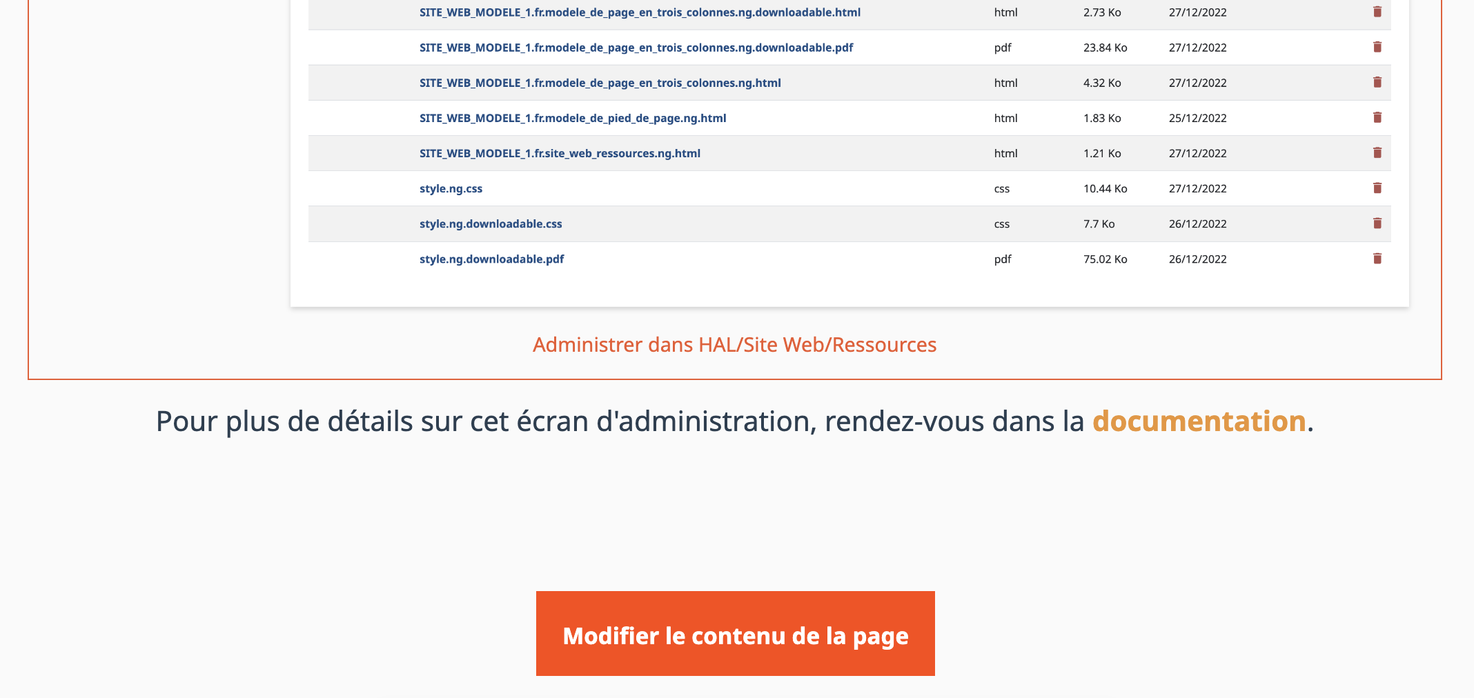 Personnalisation des sites : Page d’accueil et pages personnalisables : Bouton Modifier le contenu de la page