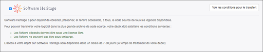 Choix du transfert Software Heritage